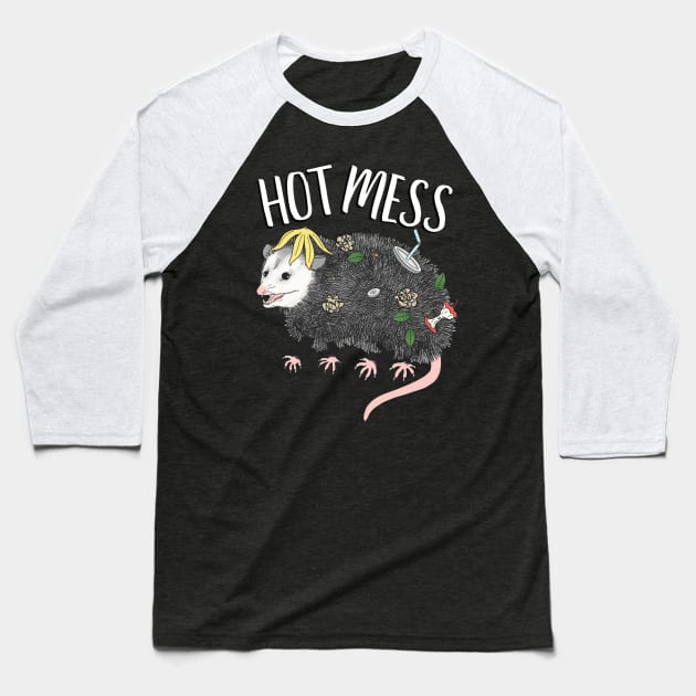 hot mess opossum design Baseball T-Shirt by pupperoni